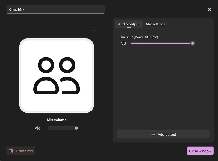 Wave XLR Pro - Output Device List