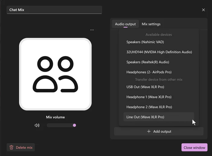 Wave XLR Pro - Selecting Line Out