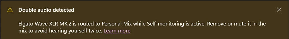 Double audio detected warning notification