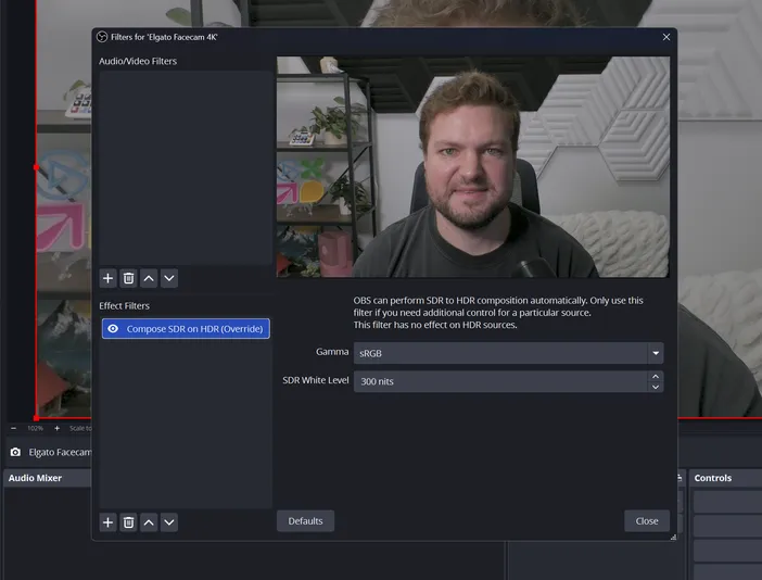 OBS Studio 32.2 SDR on HDR