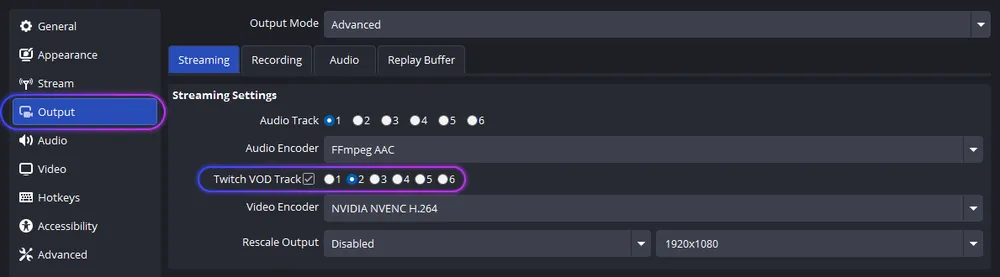Twitch VOD Track