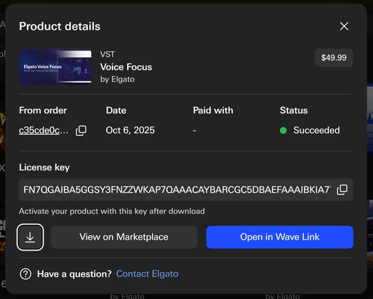 Voice Focus purchase history