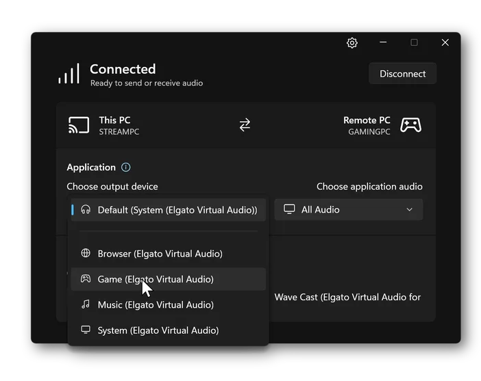 Wave Cast Game Channel in UI