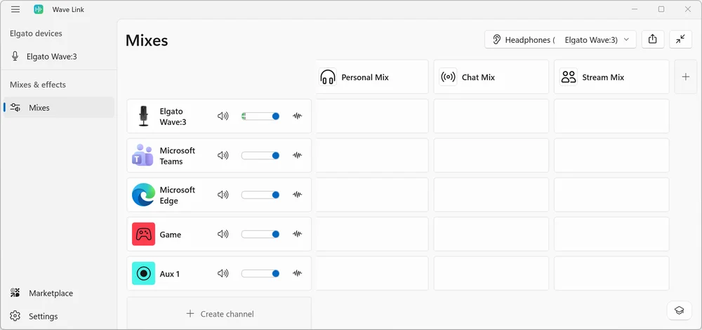Wave Link 3 Many Mixes and Channels