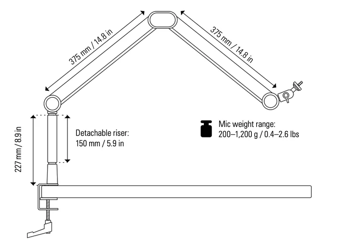 Wave Mic Arm MK.2 - Measures
