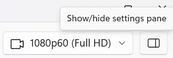 Elgato Studio 1.1 Show Hide Settings